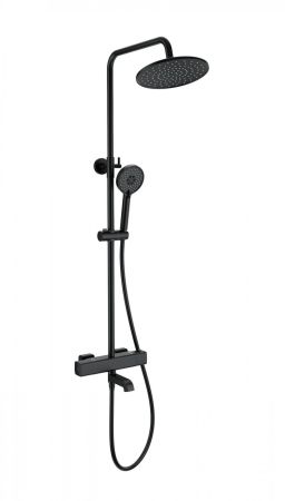 Душевая система с термостатом WONZON & WOGHAND STAY 4, Черный матовый (WW-A3007-T1-MB), артикул WW-A3007-T1-MB
