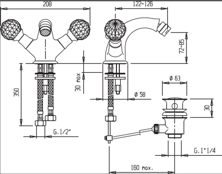 Смеситель для биде CEZARES ATLANTIS-BS1, артикул ATLANTIS-BS1-02-Sw/M