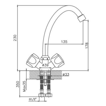 Смеситель для кухни Cron CN4009, хром, артикул CN4009