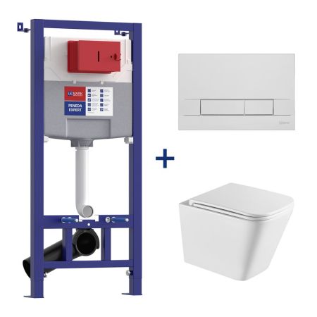 Комплект 3в1: Инсталляция Lemark PENEDA EXPERT с кнопкой смыва BIT хром глянец + унитаз подвесной Торнадо (100121423), артикул 100121423