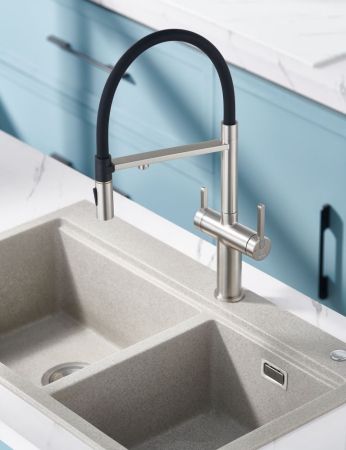 Смеситель для кухни с подключением фильтра для воды Rose R458L, сатин, артикул R458L