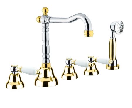 Смеситель на борт ванны Fiore COLONIALE 02CO0607, хром/золото, артикул 02CO0607