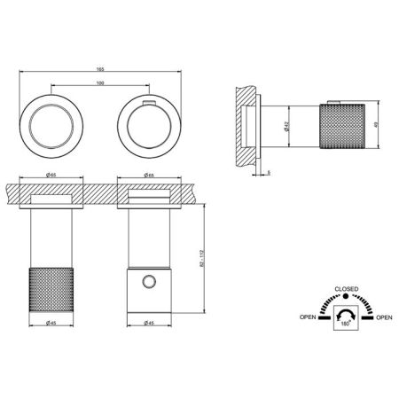 GESSI HABITO CESELLO Смеситель настенный встраиваемый, термостатический, с переключателем на 2 положения, внешняя часть, цвет Black Metal PVD