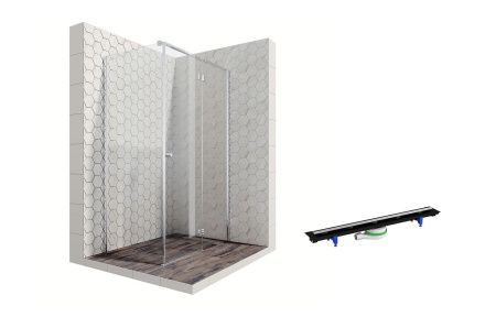 Душевой уголок Ambassador Diamond 12011104R-PR2, прямоугольный, линейный трап, 120х80