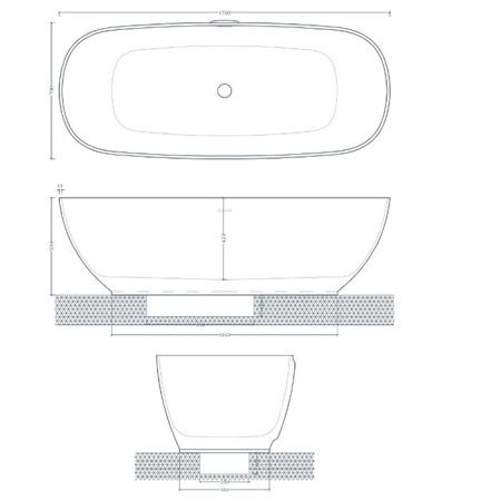 Artceram HOOP Ванна отдельностоящая из искусственного камня Livingtec 170х70х50 см, со слив-переливом (с сифоном ACA066), цвет белый глянцевый