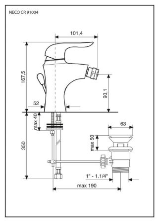Emmevi Neco, однорычажный смеситель для биде с донным клапаном, цвет хром, артикул 91004/CR