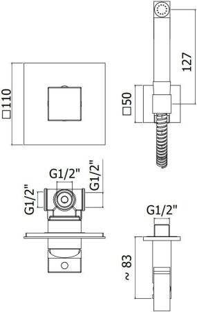 Смеситель с гигиеническим душем Paffoni KITDUP112NO (с внутренней частью), артикул KITDUP112NO