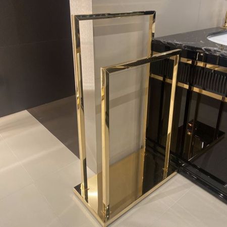 OASIS SQUARE Полотенцедержатель напольный, двойной, цвет золото, артикул 0ACS02608000048OR