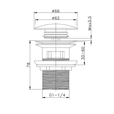 Донный клапан для раковины Raglo R600.03.06, черный