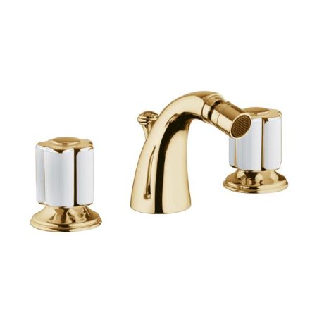 Bongio Fleur Blanc Смеситель для биде 3 отв., цвет золото/белый фарфор, артикул 11503OR00