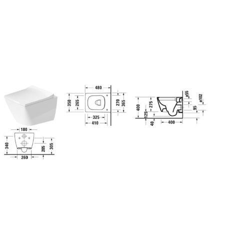 Duravit Viu Унитаз подвесной компактный безободковый 370х480мм цвет белый, артикул 2573090000