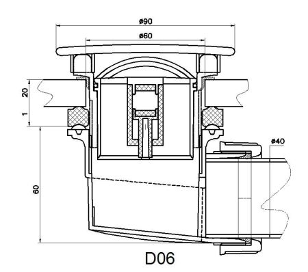 Сифон для душевых поддонов RGW Velplex QYD-06 Черный, артикул 18241106-04
