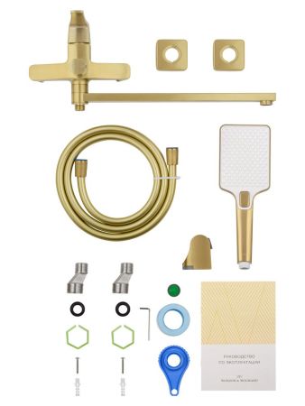 Смеситель для ванны WONZON & WOGHAND FLEX, Брашированное золото (WW-639906-BG), артикул WW-639906-BG