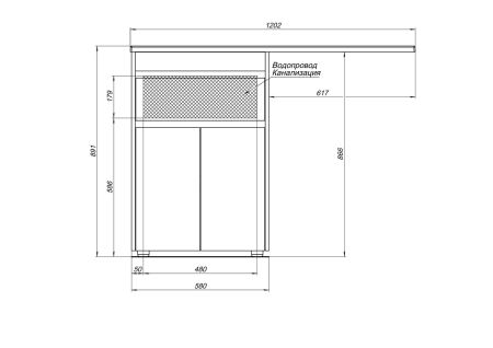 Тумба под раковину Aquanet Токио 58 белый (напольная, 1 ящик, 2 дверцы), артикул 00237745