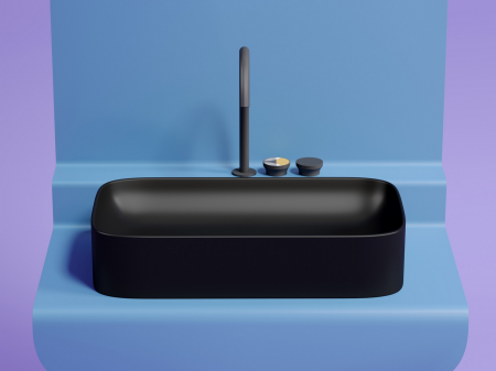 Умывальник чаша накладная прямоугольная (цвет Черный Матовый) Элемент (Element) 705x380x122мм, артикул CN6054MB