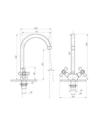 Смеситель для кухни FAUZT FZs-202-07 тип См-МДЦБА, артикул FZs-202-07