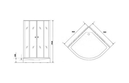 Уголок Z9111 душевой PARLY с поддоном (90х90х193), артикул Z9111