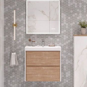 Тумба под раковину подвесная Velvex Gesso tp.GES.9696.70.2Y белый матовый/дуб сонома, 70 см