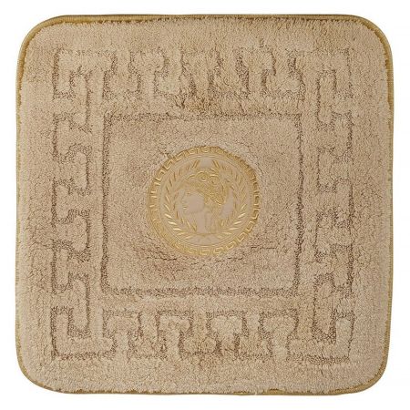Коврик для ванной комнаты 60х60 см. логотип АФИНА, капучино, окантовка золото, артикул 30787