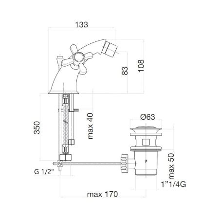 Смеситель для биде Webert Armony AM710102010, золото