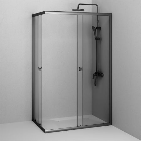 W87G-403-12080-BT Sunny душ огражд прямоугольн, раздвижн двери 120x80 черный,стекло прозрачн, артикул W87G-403-12080-BT