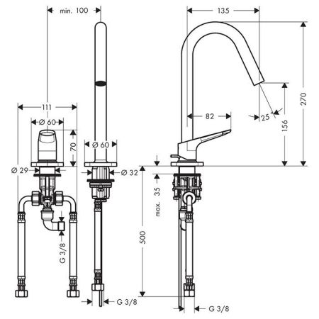 AX Citterio M Смеситель для раковин , цвет шлифованный никель