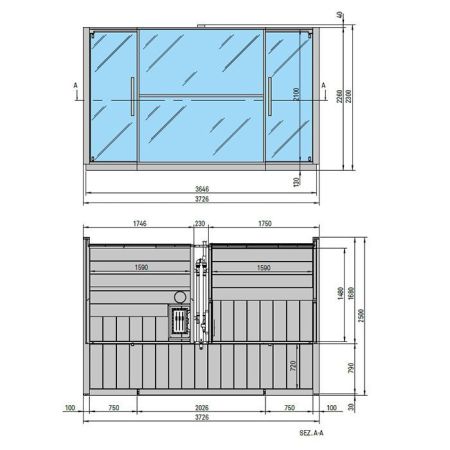 Effegibi Logica Spa Сауна&Хаммам 373x171h217см, в нишу, цвет: Stone, артикул LO 41 03 0005