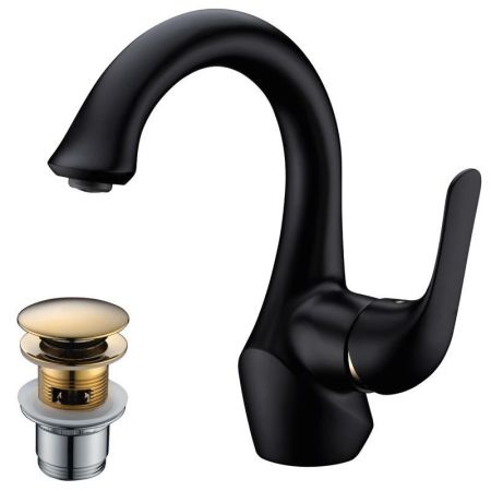 Смеситель для раковины Lemark Swan LM5406BG Черный матовый Золото, артикул LM5406BG