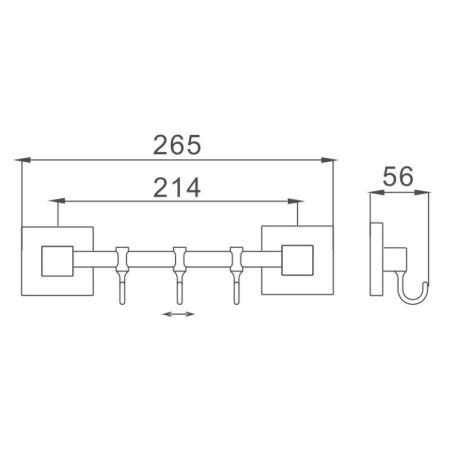 Планка с крючками для полотенец Haiba HB8615-3, хром