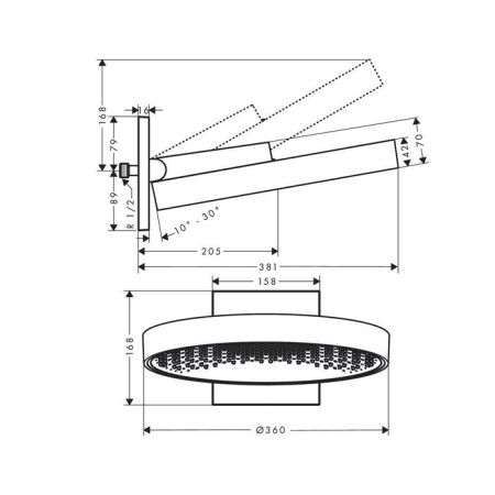 HG Rainfinity Верхний душ 360 1jet с настенным креплением, полированное золото, артикул 26230990