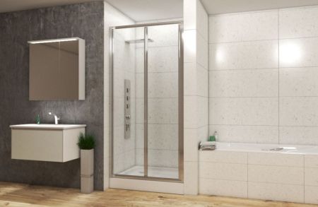 Душевая дверь Bravat Line 100 BD100.4121A профиль Хром стекло прозрачное, артикул BD100.4121A