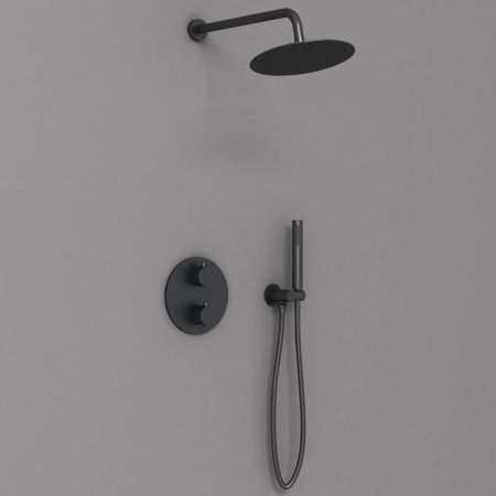 Душевой комплект VSFW-101TMB термостатический встраиваемый, двухрежимный, черный, артикул VSFW-101TMB