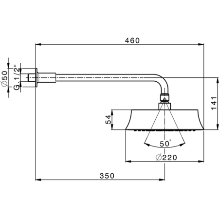 CISAL Cherie Верхний душ d=220мм, L350, для настенного крепления, цвет хром, артикул DS01367021