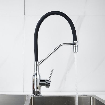 Смеситель для кухни с гибким изливом Shevanik S343-3, хром