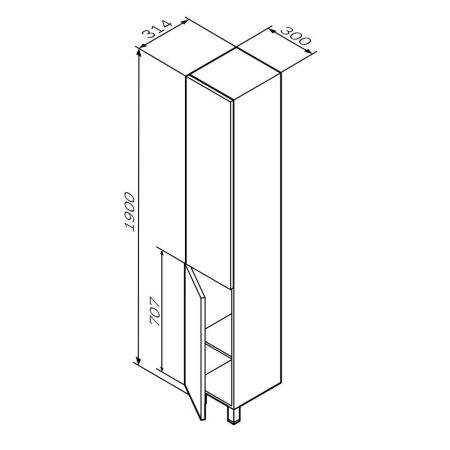 M90CSL0306WG GEM, шкаф-колонна, напольный, левый, 30 см, двери, push-to-open, цвет: белый, глянец, артикул M90CSL0306WG