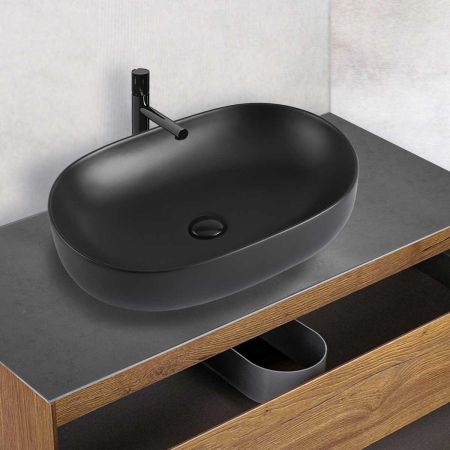 Раковина керамическая Vincea VBS-113MB, 600*415*135, накладная, цвет черный матовый, артикул VBS-113MB