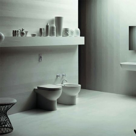 AZZURRA NUVOLA Унитаз напольный приставной 55х35см, слив в стену, цвет белый, с креплением VFV, артикул NUVCTP000000BI/(NUV100/P bi)