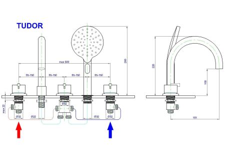 Смеситель на борт ванны Royal Bath Tudor RB 104