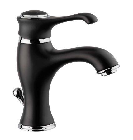 Emmevi Tiffany, однорычажный смеситель для раковины с донным клапаном, цвет черный-хром, артикул 6003NC