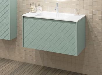 IBX DIAMANTE, тумба под раковину 80 см, 1 ящик наружный/1 ящик внутренний, цвет антрацит матовый лак