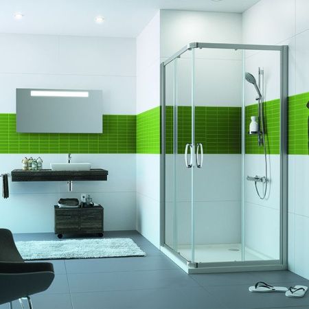 Душевой уголок Huppe Fracture 90х90 квадратный профиль Хром стекло прозрачное