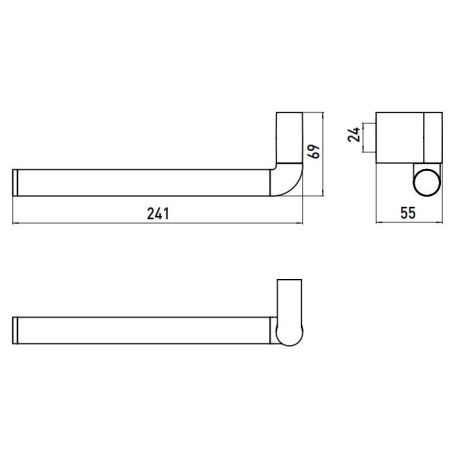 EMCO System2 Держатель полотенец, одинарный, поворотный, 240мм, цвет хром