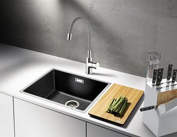 AQG WOLLOBY, смеситель для кухни с гибким серым изливом, цвет хром