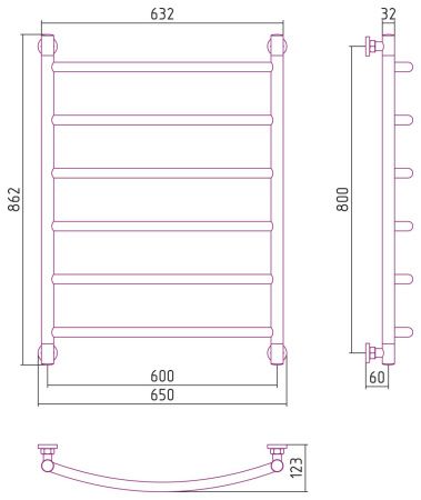Полотенцесушитель водяной "ГАЛАНТ+" 800х600 (Матовый Белый)
