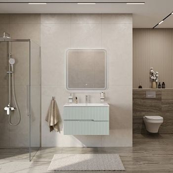 DUET-N База под раковину подвесная с двумя выкатными ящиками, Bianco Lucido, 700x457x500, DUET-N-700-2C-SO-BL