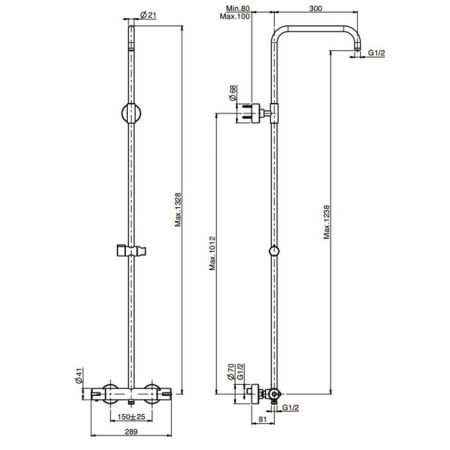 Fima Carlo Frattini Colonne doccia Смеситель для душа, термостатический, с душевой стойкой, цвет: хром Fima Carlo Frattini Colonne doccia Смеситель для душа, термостатический, с душевой стойкой, цвет: хром
