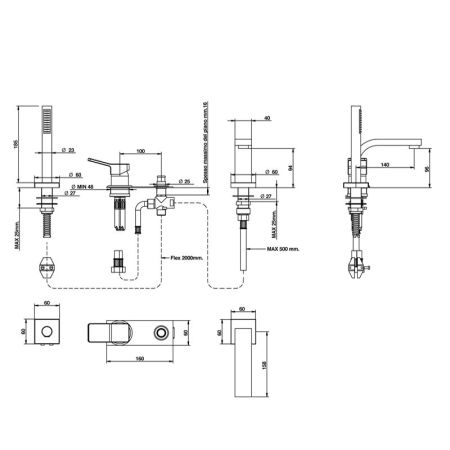 Bongio Reef Смеситель для ванны, цвет хром