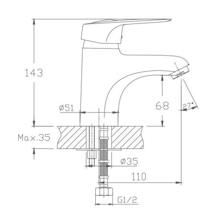 Смеситель для раковины Haiba HB1004, хром