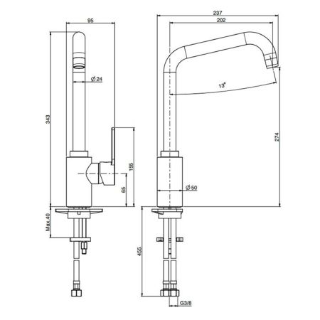 Fima Carlo Frattini Kitchen Смеситель для кухни, на 1 отв., цвет: чёрный матовый, артикул F3537/2NS