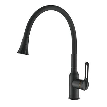 Смеситель для кухни с гибким изливом Raffine F303H-3, черный
